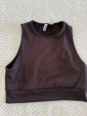 Divided by H&M Ribbed Cropped Tank Top - Chocolate Brown